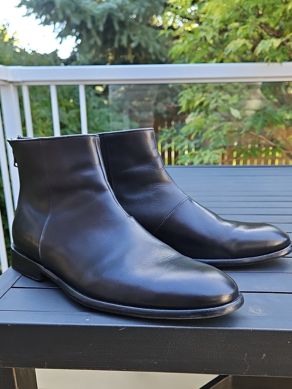 John Varvatos  NYC black leather zipper Boots